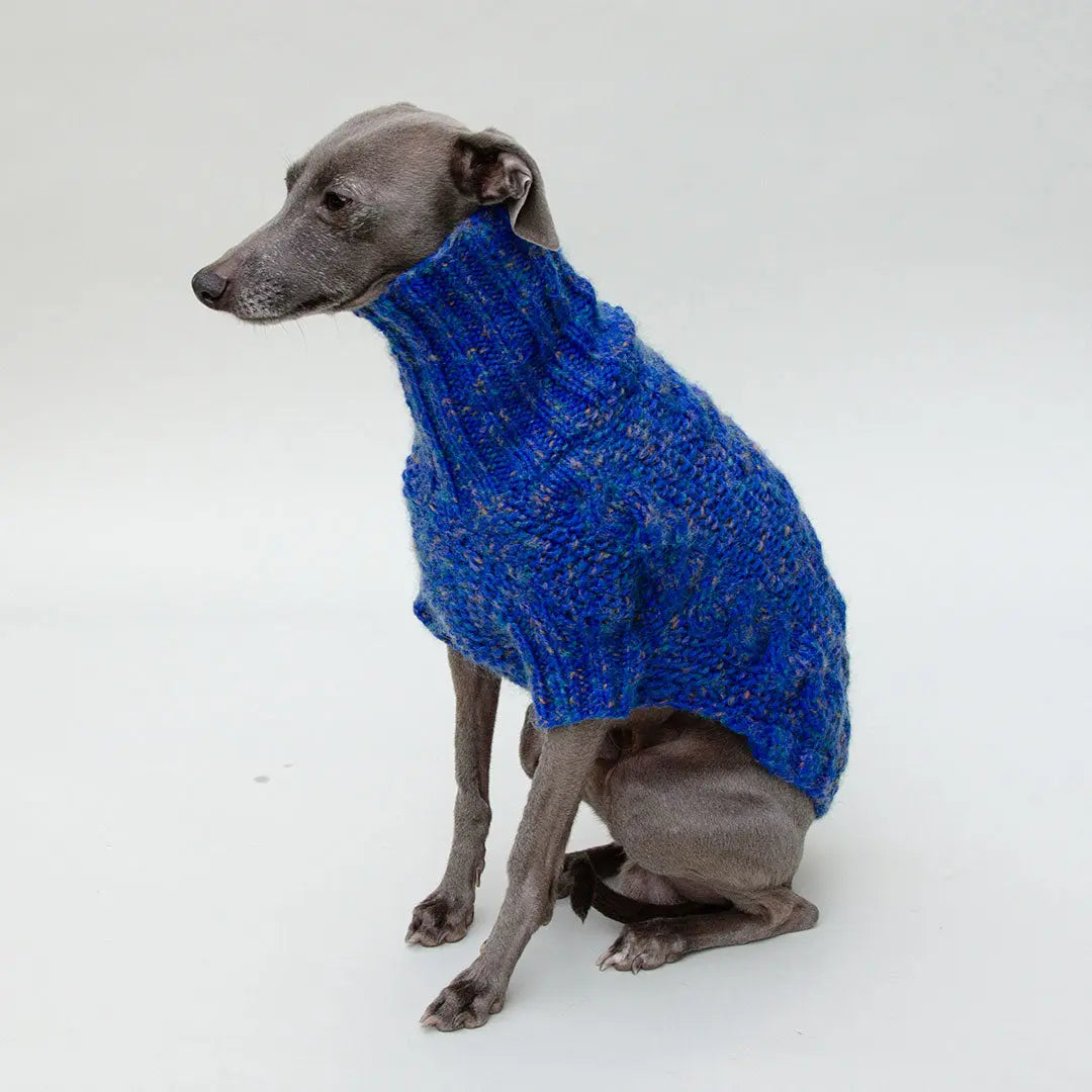 Handgestrickter Alpaka Pulli für Hunde - blue 4legs.de