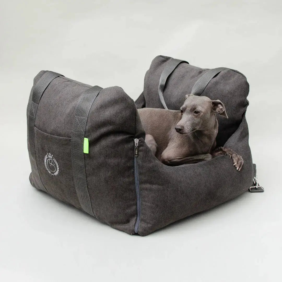 Autositz für Hunde – „Travel Deluxe“ – Flanell - graphit 4legs.de