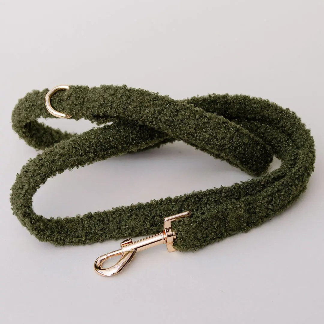 Kuschelige Hundeleine „Teddybaer“ - oliv 4legs.de