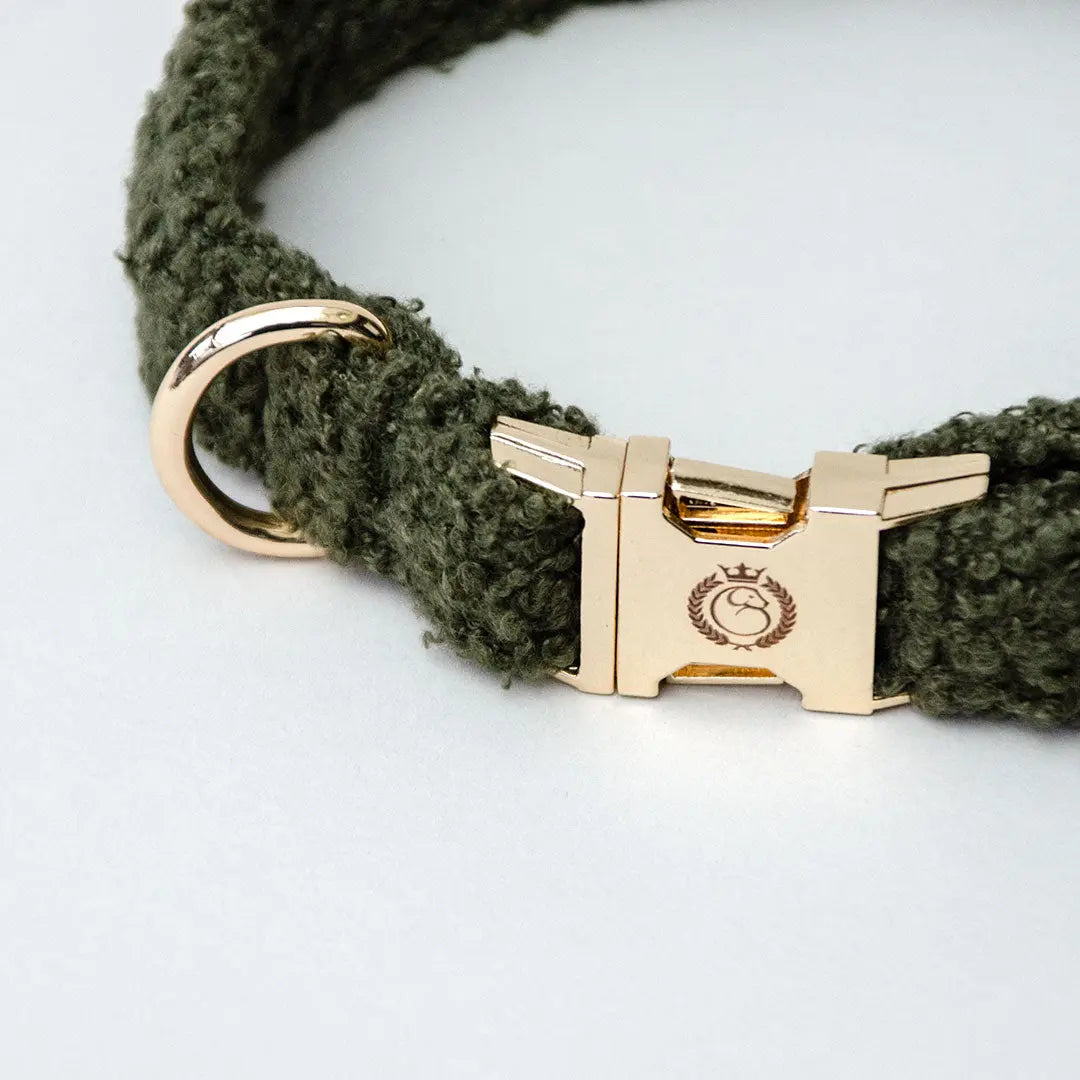 Kuscheliges Hundehalsband „Teddybaer“ -oliv 4legs.de