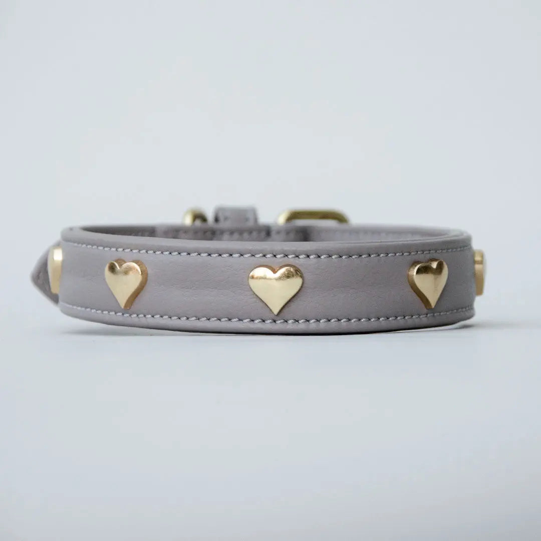 Lederhalsband mit Polsterung "Heart of Gold" - Grey 4legs.de