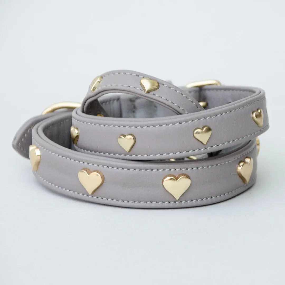 Lederhalsband mit Polsterung "Heart of Gold" - Grey 4legs.de